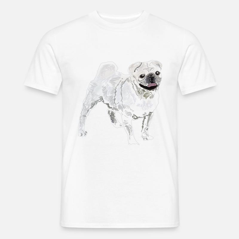 Mops - Männer T-Shirt - Weiß