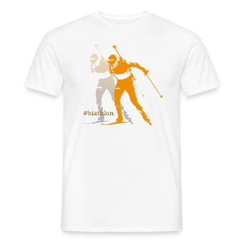 Cadeau de tir au ski de fond pour biathlon biathlon - T-shirt homme - blanc - Devant - AI Model Male 178 dark (178cm)