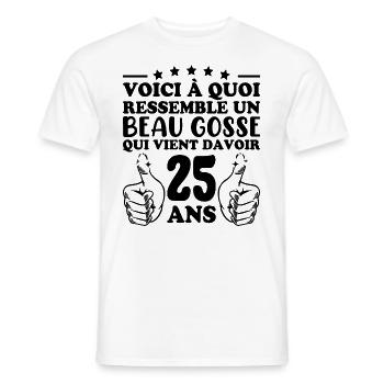 25 ans Idée Cadeau Humour Anniversaire Beau Gosse - T-shirt homme - blanc - Devant - AI Model Male 178 dark (178cm)