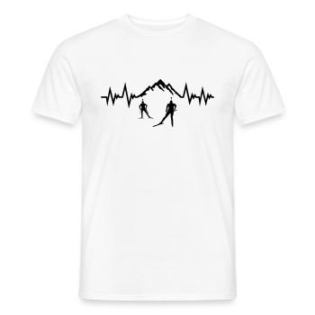Biathlon, ski de fond, pouls du ski de fond battement de cœur - T-shirt homme - blanc - Devant - AI Model Male 178 dark (178cm)