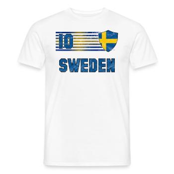 Équipe de Suède de football - T-shirt homme - blanc - Devant - AI Model Male 178 dark (178cm)