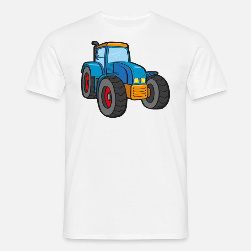 Blauer Traktor - Männer T-Shirt - Weiß