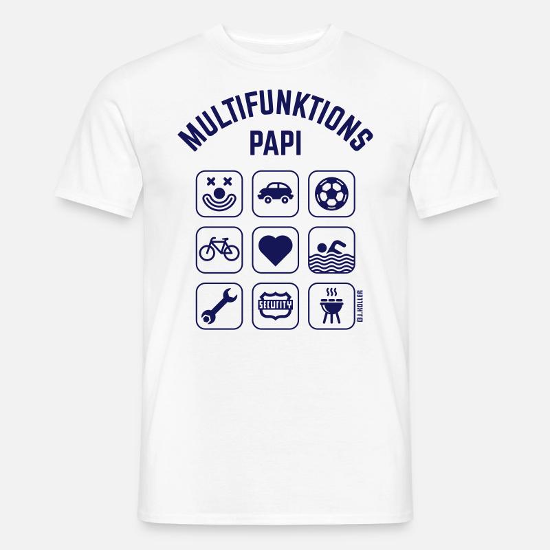 Multifunktions Papi (9 Icons) - Männer T-Shirt - Weiß