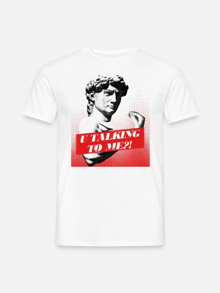 Pratar du med mig ?! Rolig David skulptur - T-shirt herr - vit