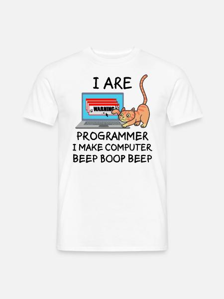 Informatik Fun Spruch Programmierer Katze Geschenk - Männer T-Shirt - Weiß