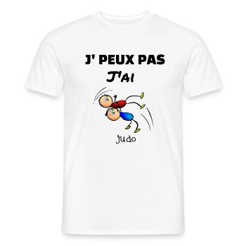 J' peux pas j'ai judo - T-shirt homme - blanc - Devant - AI Model Male 178 dark (178cm)
