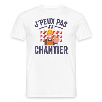Je Peux Pas J'ai Chantier - T-shirt homme - blanc - Devant - AI Model Male 178 dark (178cm)