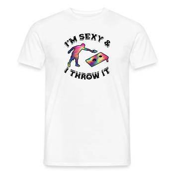 Lustig, ich bin sexy & ich werfe es Shooting Throwing - - Männer T-Shirt - Weiß - Vorne - AI Model Male 178 dark (178cm)