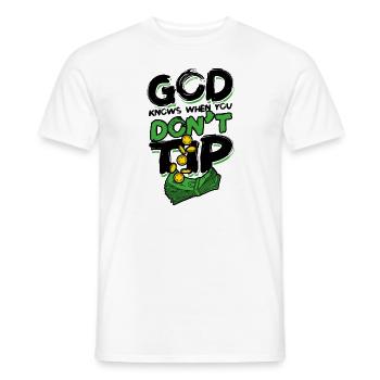 God knows when you don't tip - Mixology Alcohol - Men's T-Shirt - white - Front - AI Model Male 178 dark (178cm)