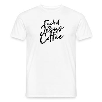 Fueled by jesus and coffee - Espresso Hot Coffee - Men's T-Shirt - white - Front - AI Model Male 178 dark (178cm)