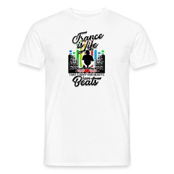 Trance is life That’s why our hearts have beats - - Men's T-Shirt - white - Front - AI Model Male 178 dark (178cm)