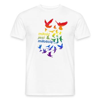 miłość jest miłością, love, tauben,,graffiti,lgbt - Männer T-Shirt - Weiß - Vorne - AI Model Male 178 dark (178cm)