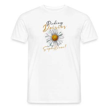 Cueillir des marguerites C’est ma superfleur - floraison - T-shirt homme - blanc - Devant - AI Model Male 178 dark (178cm)