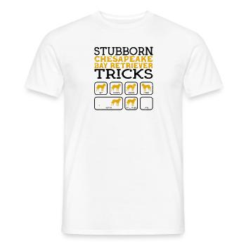 Stubborn Chesapeake Bay Retriever tricks sit down - Men's T-Shirt - white - Front - AI Model Male 178 dark (178cm)