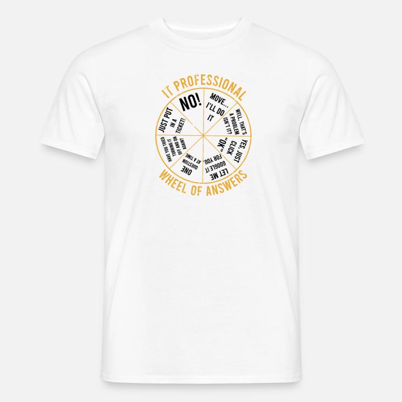 Roue des réponses des professionnels de l’informatique - ordinateur - T-shirt homme - blanc