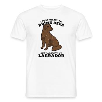 Ich möchte nur Bier trinken und mit meinem - Männer T-Shirt - Weiß - Vorne - AI Model Male 178 dark (178cm)