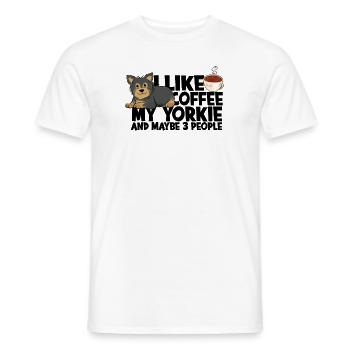 Ich mag Kaffee mein Yorkie und vielleicht 3 Leute - - Männer T-Shirt - Weiß - Vorne - AI Model Male 178 dark (178cm)