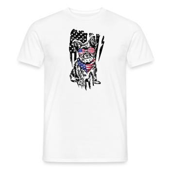 Yorkshire terrier dog wearing american flag - Men's T-Shirt - white - Front - AI Model Male 178 dark (178cm)