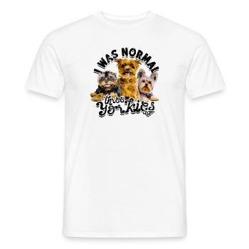 J’étais normal il y a trois yorkies - yorkshire terrier - T-shirt homme - blanc - Devant - AI Model Male 178 dark (178cm)