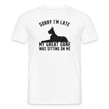 Tut mir leid, ich bin spät dran, meine Dogge saß auf mir - - Männer T-Shirt - Weiß - Vorne - AI Model Male 178 dark (178cm)