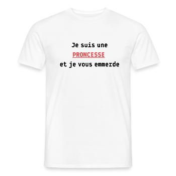 t-shirt Je suis une princesse et je vous emmerde - T-shirt homme - blanc - Devant - AI Model Male 178 dark (178cm)