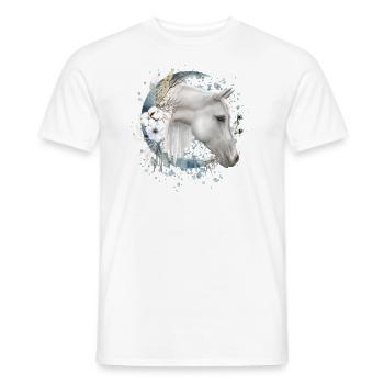 Horse motif with flowers horse - Men's T-Shirt - white - Front - AI Model Male 178 dark (178cm)