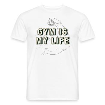GYM IS MY LIFE - Männer T-Shirt - Weiß - Vorne - AI Model Male 178 dark (178cm)