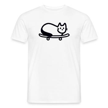 Cat on skateboard - Men's T-Shirt - white - Front - AI Model Male 178 dark (178cm)