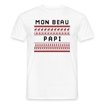 Mon beau papi - T-shirt homme - blanc - Devant - AI Model Male 178 dark (178cm)