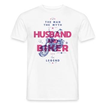 Husband and biker the man the myth the legend - Men's T-Shirt - white - Front - AI Model Male 178 dark (178cm)