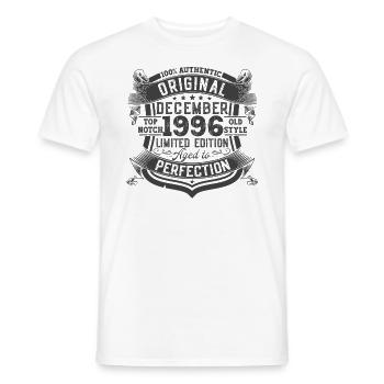 December Born 1996 26th birthday gift - Men's T-Shirt - white - Front - AI Model Male 178 dark (178cm)