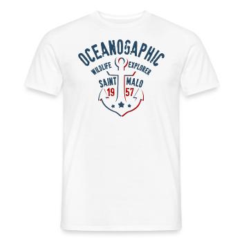 Oceanographic St Malo Wildlife explorer - T-shirt homme - blanc - Devant - AI Model Male 178 dark (178cm)