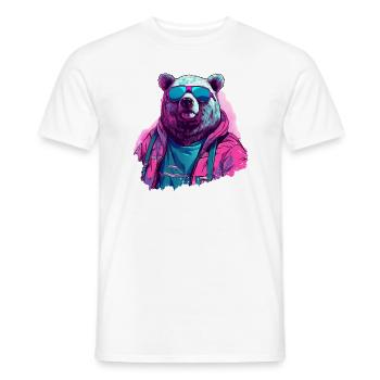 Pink bear with sunglasses - Men's T-Shirt - white - Front - AI Model Male 178 dark (178cm)