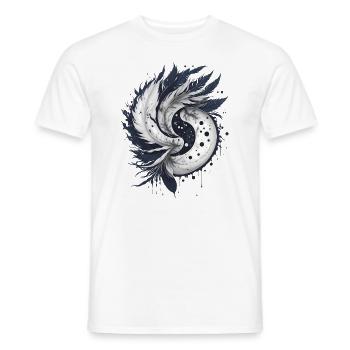 Harmony of Feathers: Elegant Yin and Yang - Men's T-Shirt - white - Front - AI Model Male 178 dark (178cm)