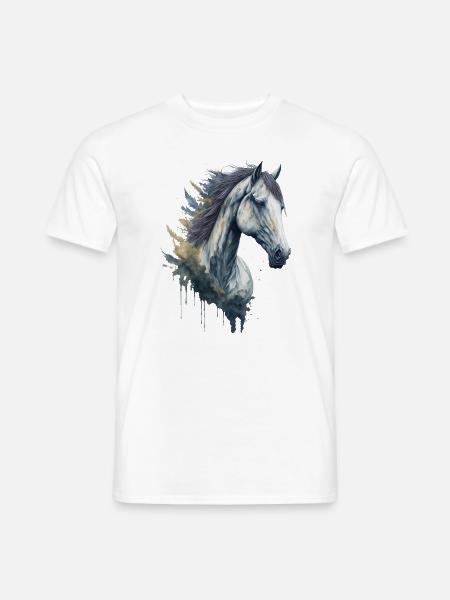 Anmutiges elegantes Aquarell Pferd - Männer T-Shirt - Weiß