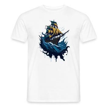 Piratenschiff in stürmischer See - Männer T-Shirt - Weiß - Vorne - AI Model Male 178 dark (178cm)