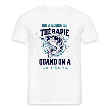 Cadeau pêcheur besoin de thérapie humour - T-shirt homme - blanc - Devant - AI Model Male 178 dark (178cm)