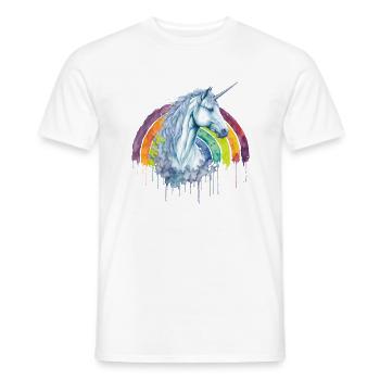 Magisches Aquarell Regenbogen Einhorn - Männer T-Shirt - Weiß - Vorne - AI Model Male 178 dark (178cm)