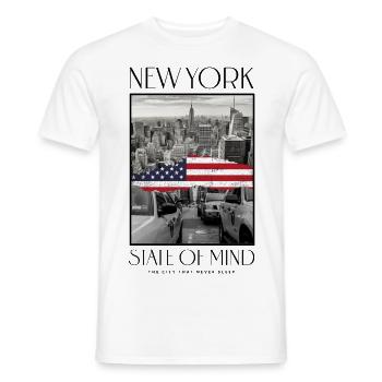 New York City USA America City Skyline Collage - Men's T-Shirt - white - Front - AI Model Male 178 dark (178cm)