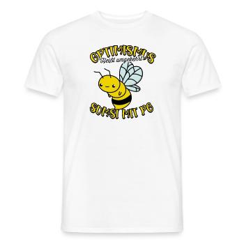OPTIMISMUS HEIßT UMGEKEHRT SUMSI MIT PO - - Men's T-Shirt - white - Front - AI Model Male 178 dark (178cm)