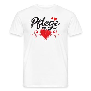 Pflege mit Herz - Gesundheit - Men's T-Shirt - white - Front - AI Model Male 178 dark (178cm)
