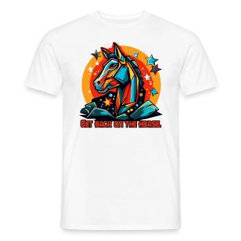 De retour en selle, de retour sur le cheval - T-shirt homme - blanc - Devant - AI Model Male 178 dark (178cm)