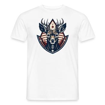 Emblem of a deer and a young buck - Men's T-Shirt - white - Front - AI Model Male 178 dark (178cm)