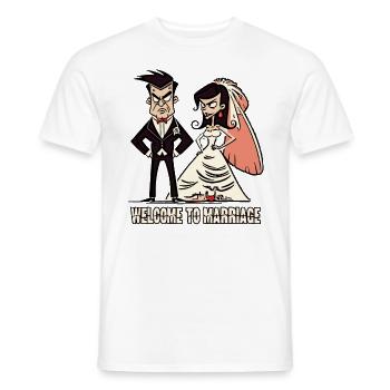 Bienvenue au mariage, au marié et à la mariée - T-shirt homme - blanc - Devant - AI Model Male 178 dark (178cm)