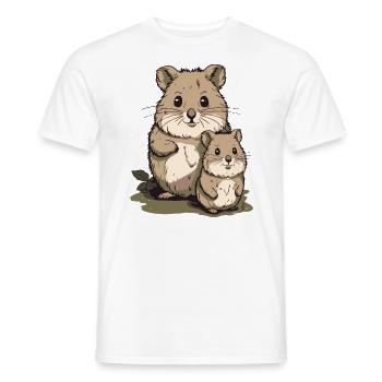 Chinchilla Rodent Mother and Child - Men's T-Shirt - white - Front - AI Model Male 178 dark (178cm)