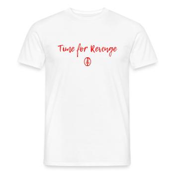 Typography Design: Time for Revenge - Men's T-Shirt - white - Front - AI Model Male 178 dark (178cm)