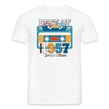 66. Geburtstag Kassette November Jahrgang 1957 - Männer T-Shirt - Weiß - Vorne - AI Model Male 178 dark (178cm)