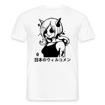 Willkommen in Japan: Böses Elfen Anime Mädchen - Männer T-Shirt - Weiß - Vorne - AI Model Male 178 dark (178cm)