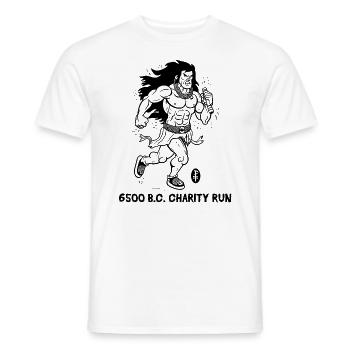 Cartoon Höhlenmensch: Wohltätigkeitslauf Jogging - Männer T-Shirt - Weiß - Vorne - AI Model Male 178 dark (178cm)
