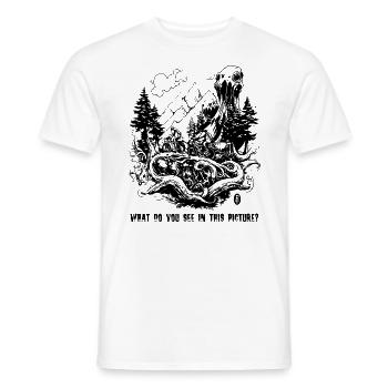 Rorschach-Analyse: Mountainbiker auf Monsterbergen - Männer T-Shirt - Weiß - Vorne - AI Model Male 178 dark (178cm)